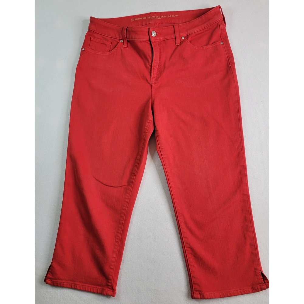 Chico's So Slimming Girlfriend Slim Leg Capri Red‎ Jeans Size 34 x 39